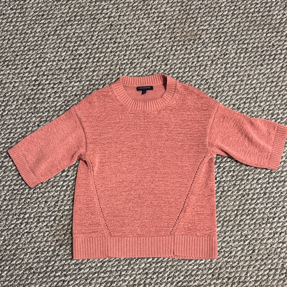 Short Sleeve Crewneck Sweater in Dusty Coral